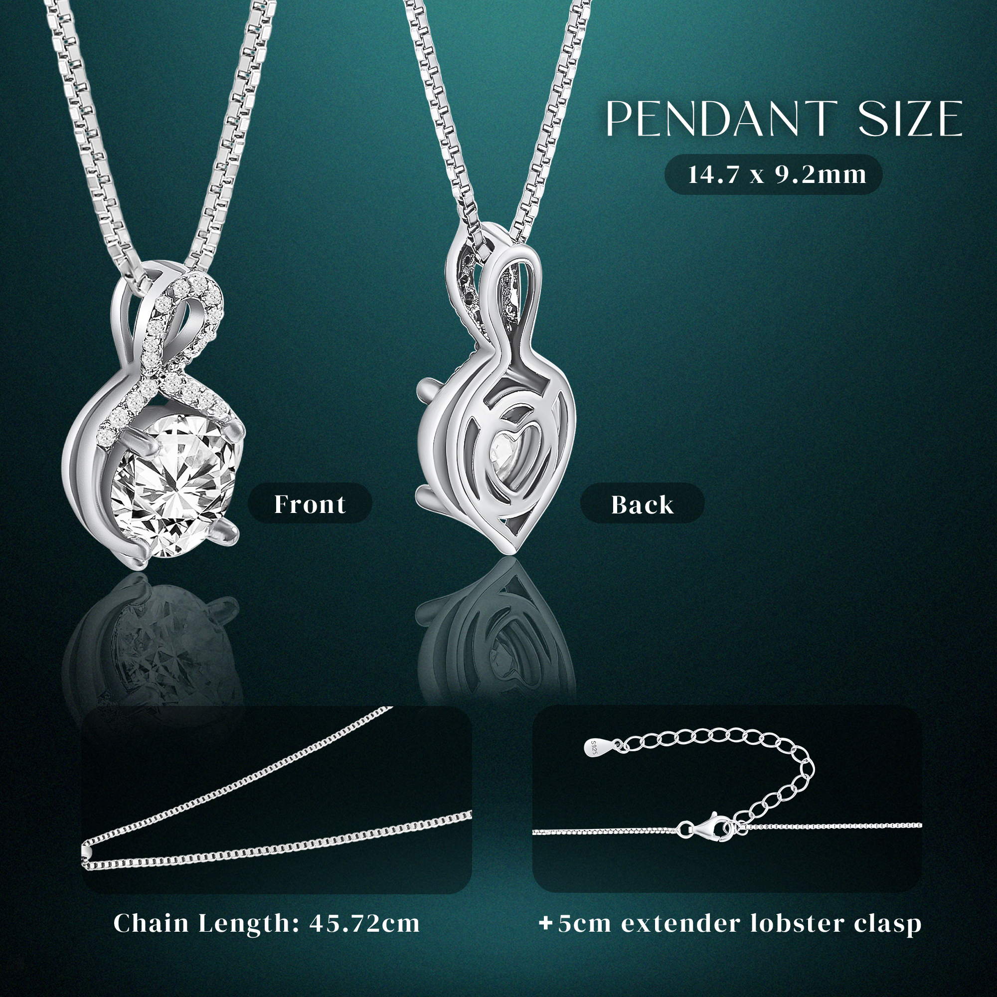 Platinum Plated Moissanite Circle Pendant Necklace (1CT) For Women - Image 6