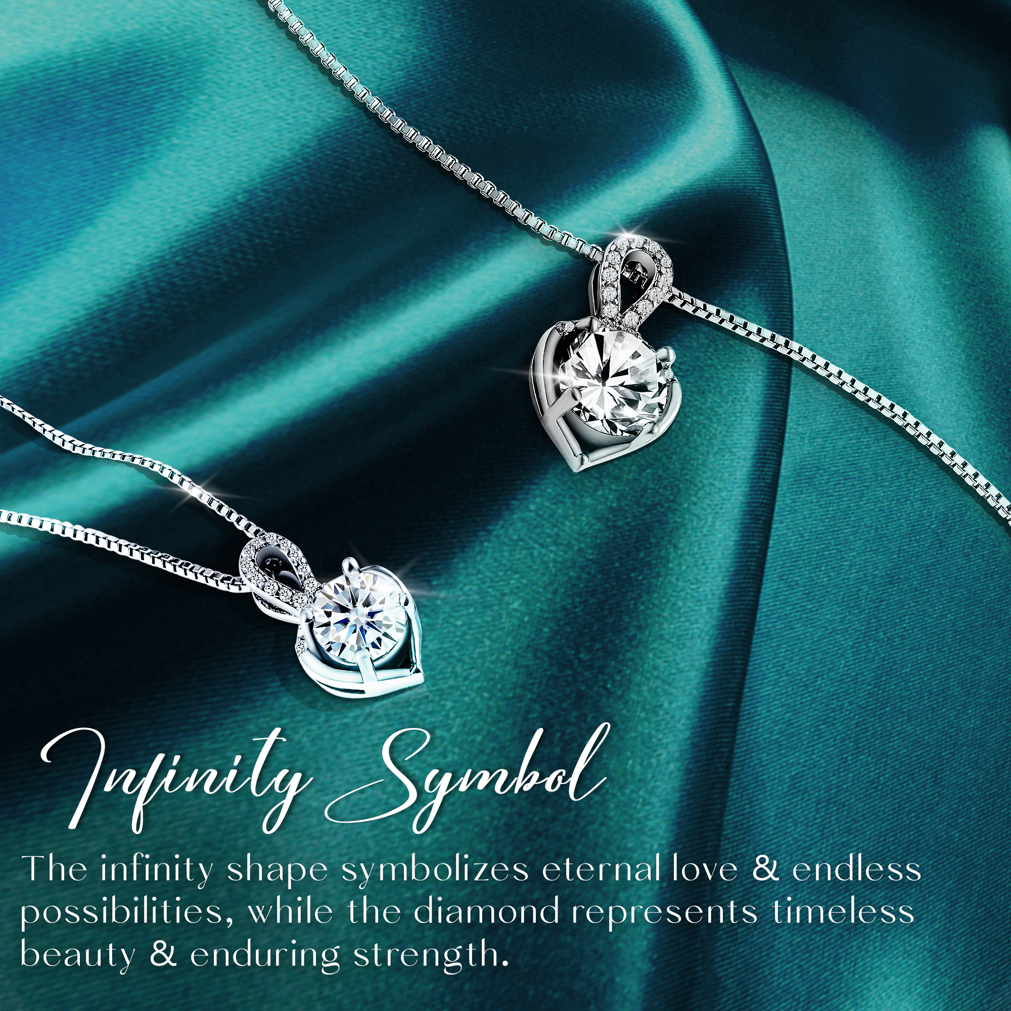 Platinum Plated Moissanite Circle Pendant Necklace (1CT) For Women - Image 4