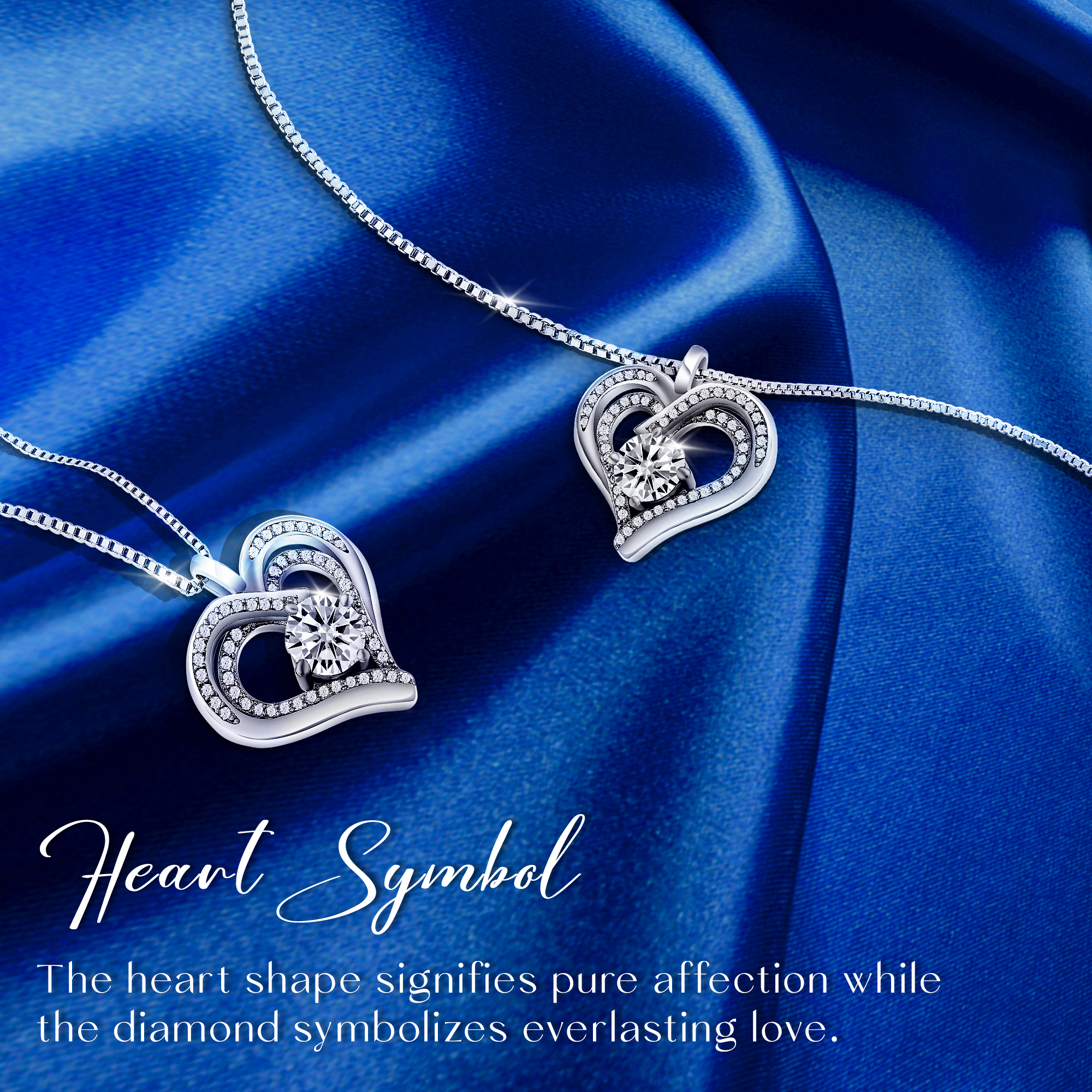 Platinum Plated 1CT Moissanite Heart Pendant Necklace For Women - Image 4