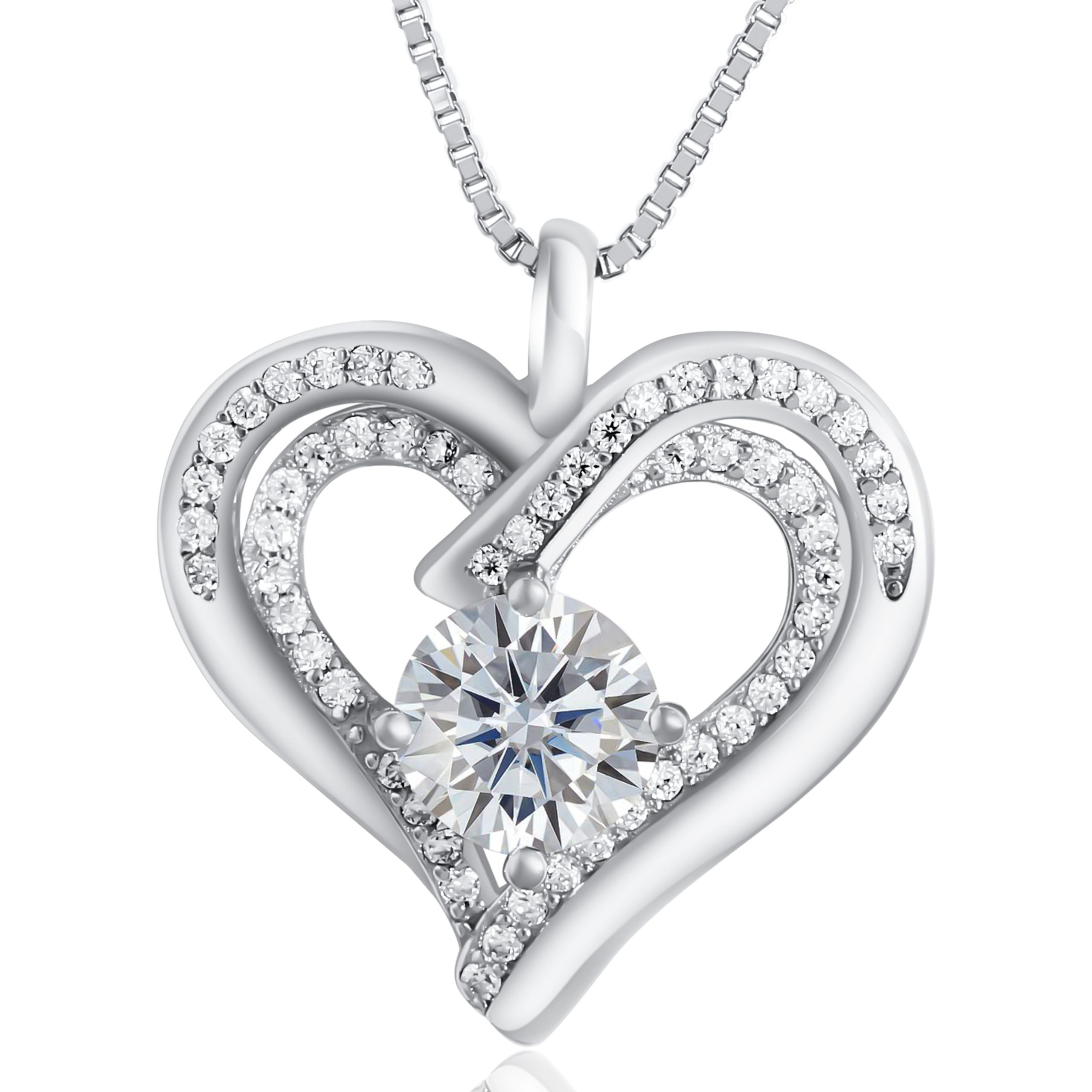 Platinum Plated 1CT Moissanite Heart Pendant Necklace For Women